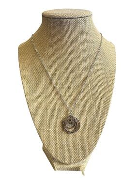Boho Silver Twisted Medallion Pendant Necklace